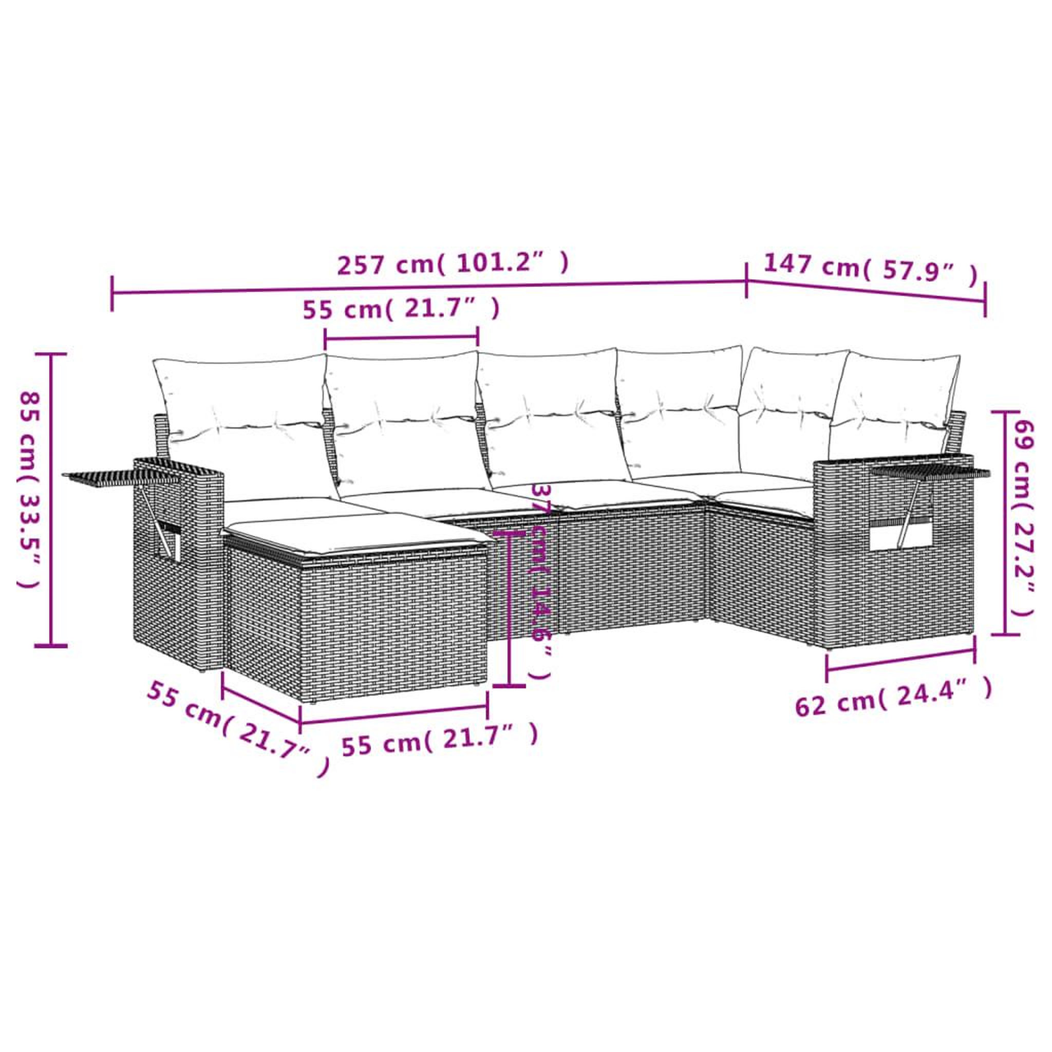Voir la diapositive 3 : VIDAXL Salon de jardin 6 pcs avec coussins noir resine tressee