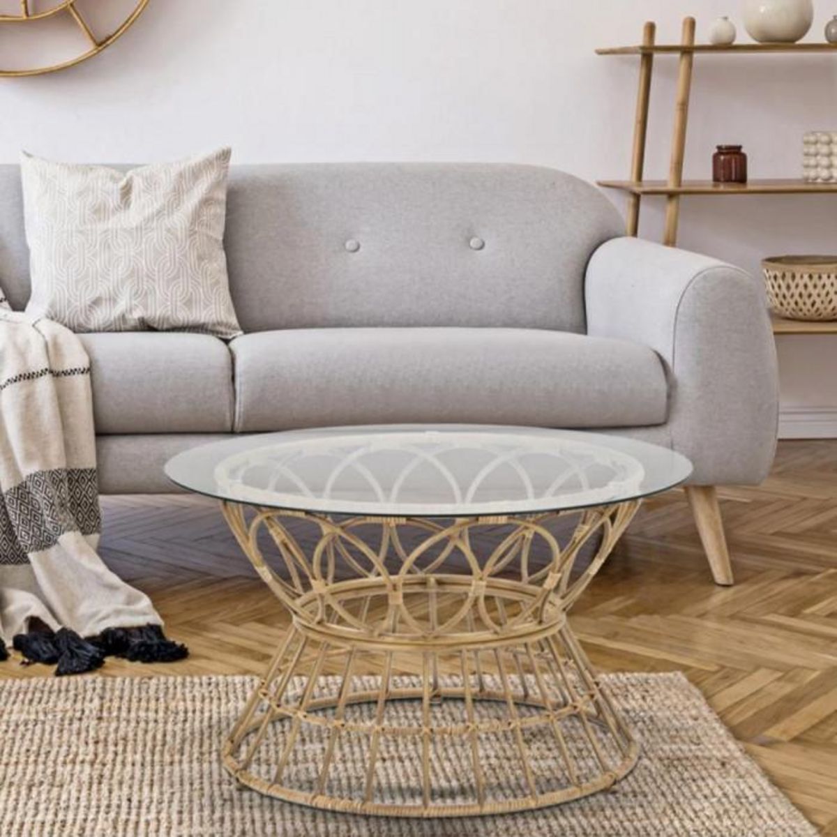 Paris Prix Table Basse en Verre  Panama  75cm Naturel