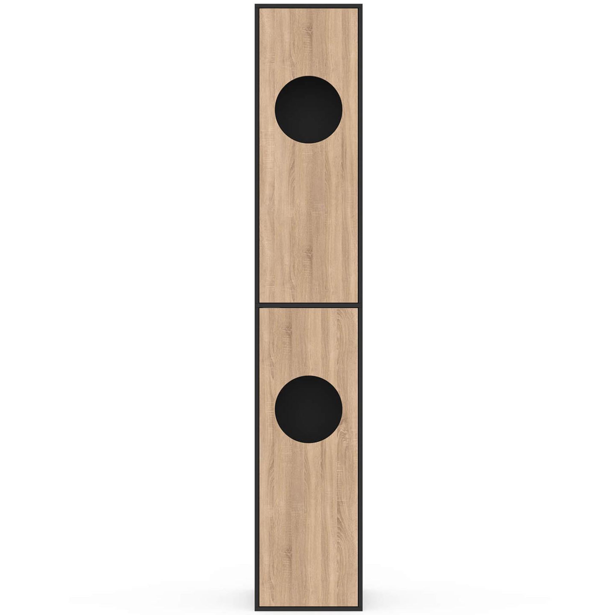 Voir la diapositive 3 : ID MARKET Armoire à linge buanderie, colonne de salle de bain wallis noir et bois façon hêtre