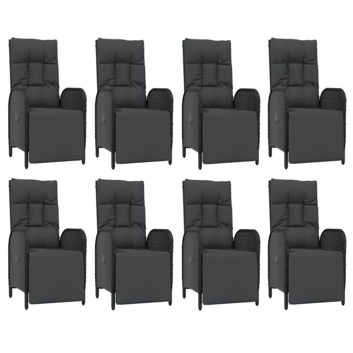 VIDAXL Ensemble a manger jardin 9pcs et coussins noir resine tressee