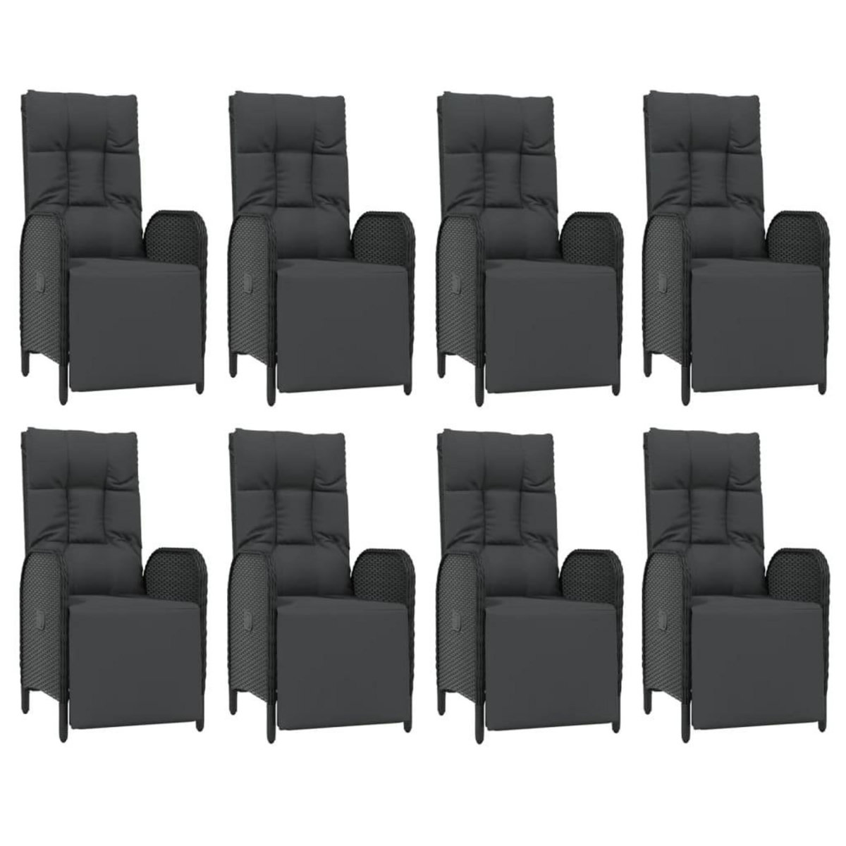 VIDAXL Ensemble a manger jardin 9pcs et coussins noir resine tressee