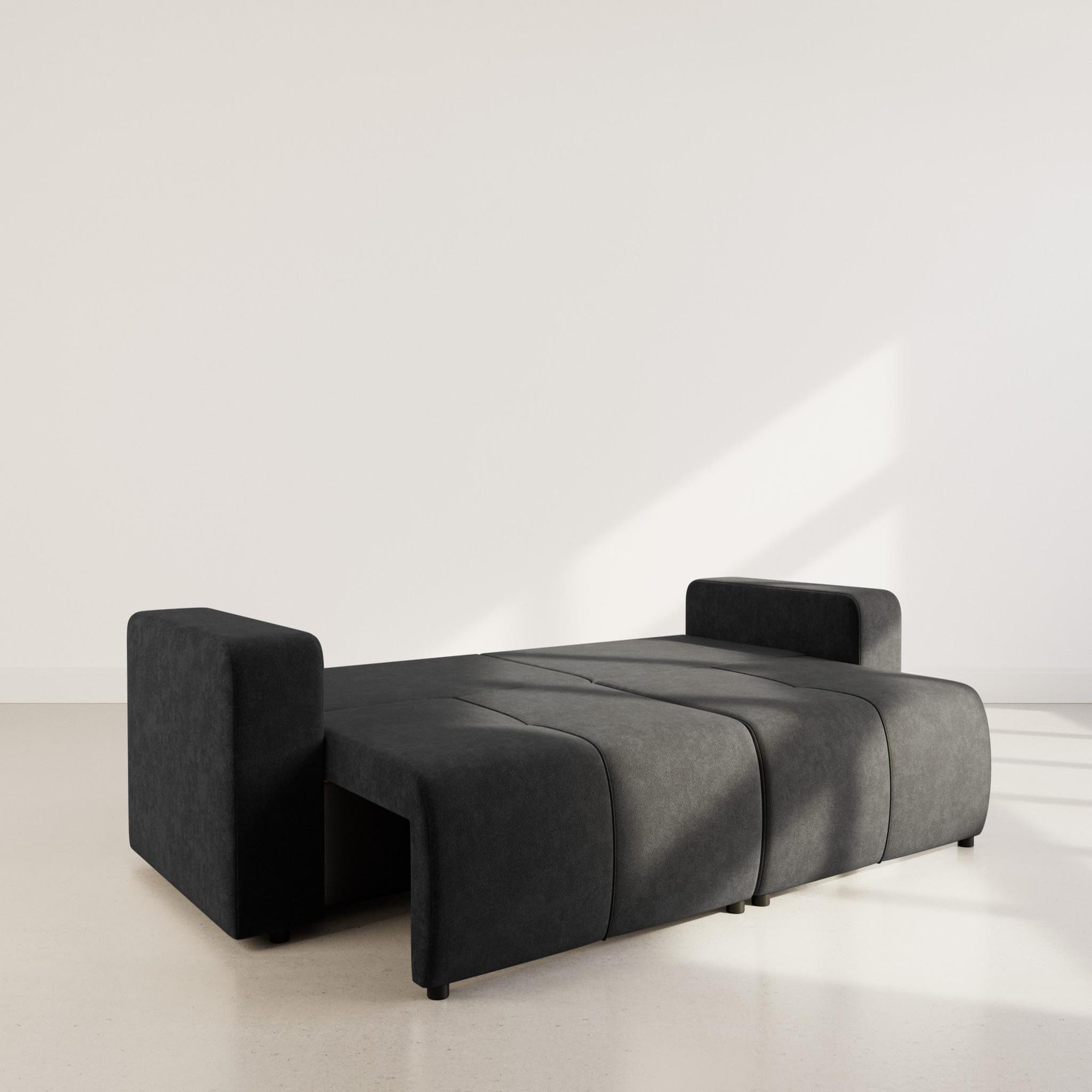 Voir la diapositive 2 : BEST MOBILIER Nicole - canapé droit 4 places convertible avec coffre en tissu