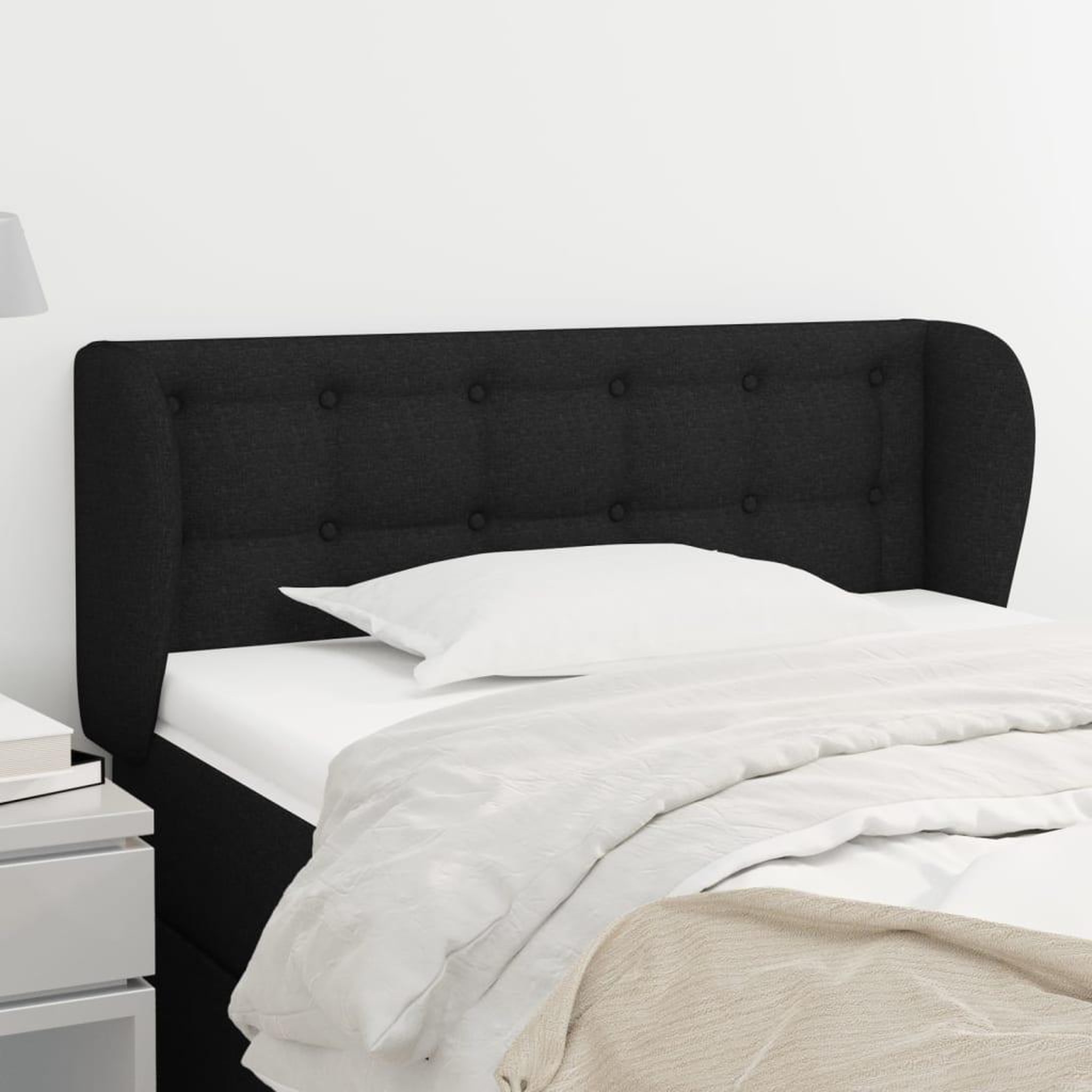Voir la diapositive 1 : VIDAXL Tete de lit avec oreilles Noir 103x23x78/88 cm Tissu