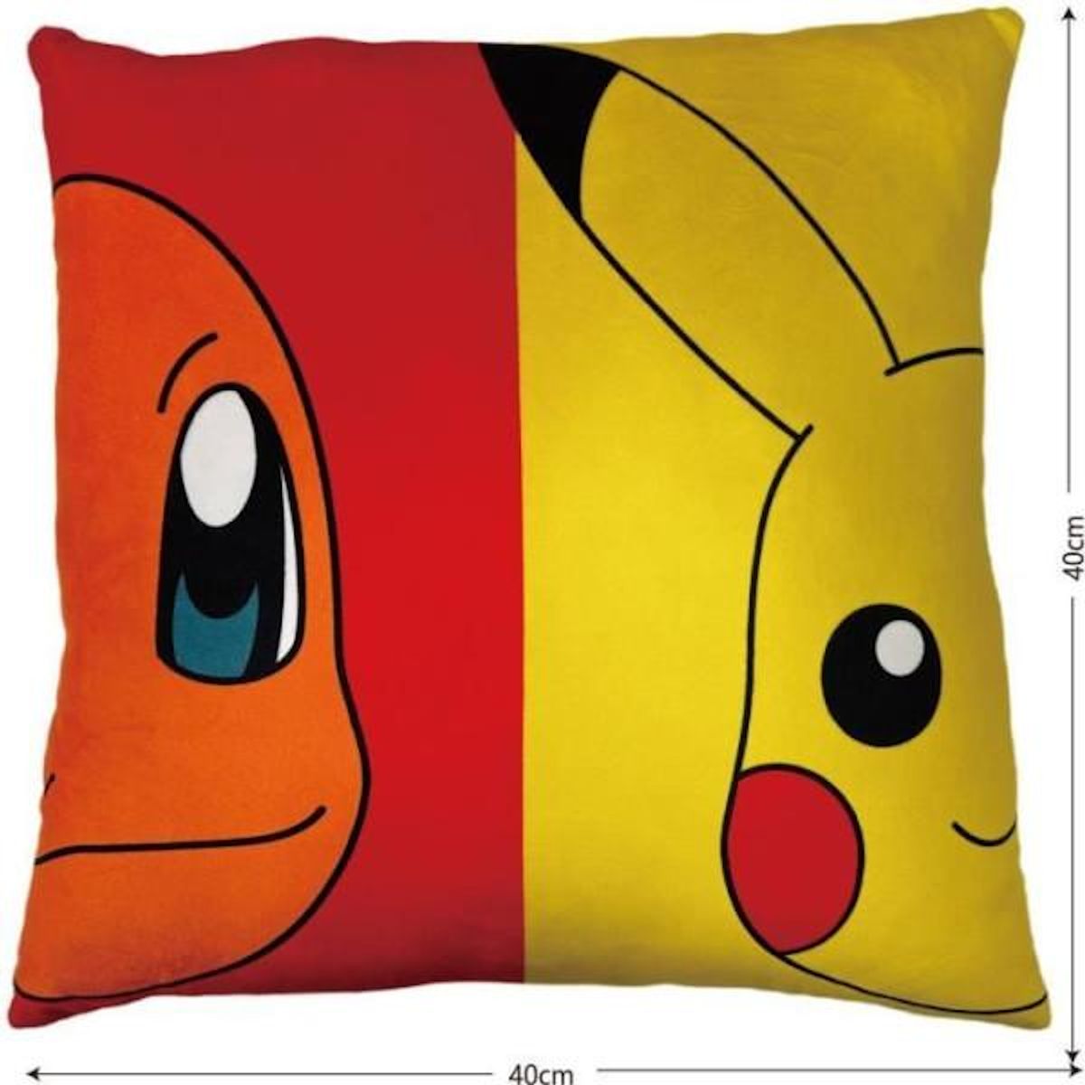 Pokemon Coussin double face - Carré - POKEMON - Starter - Microfibre - 40 x 40 cm