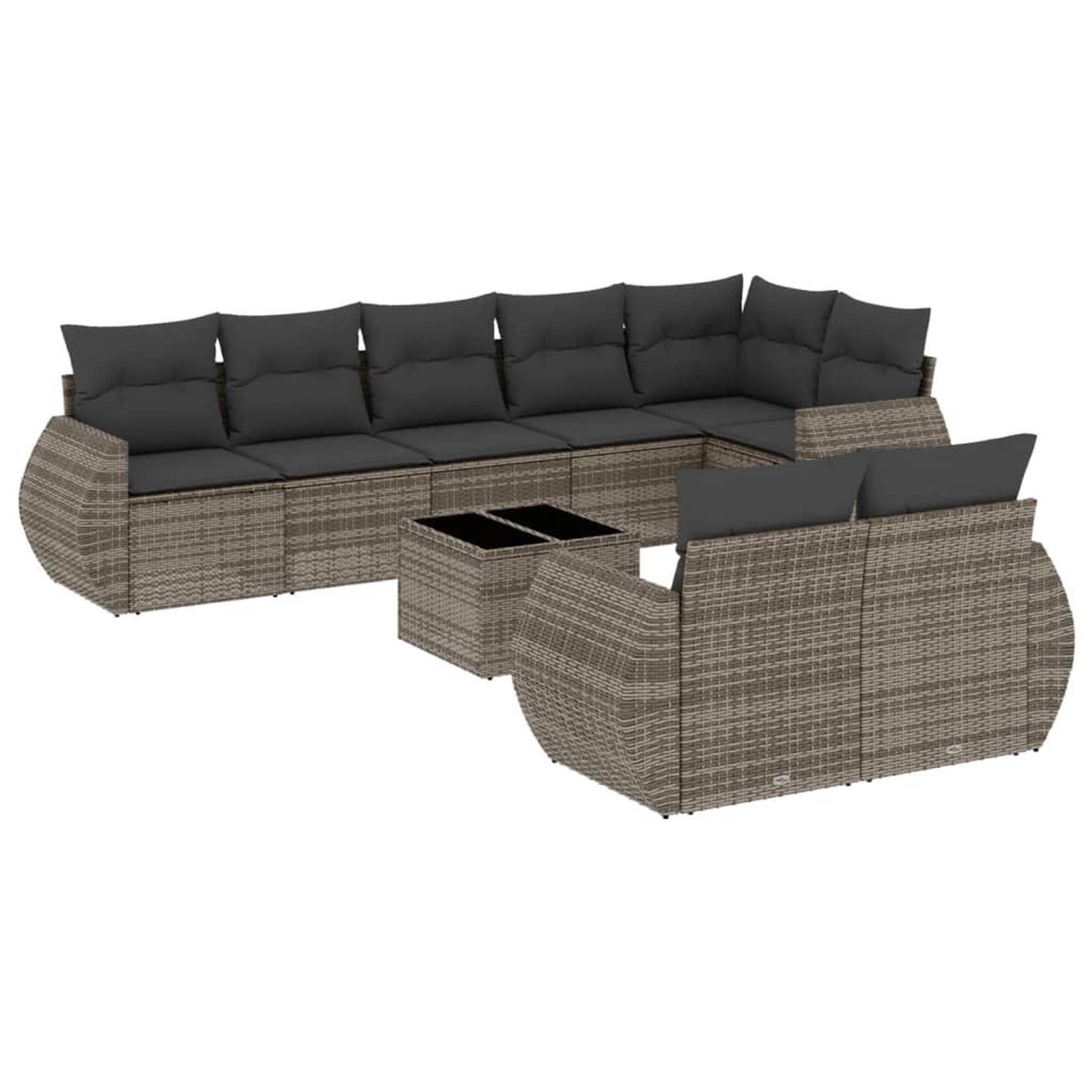 Voir la diapositive 2 : VIDAXL Salon de jardin 9 pcs avec coussins gris resine tressee