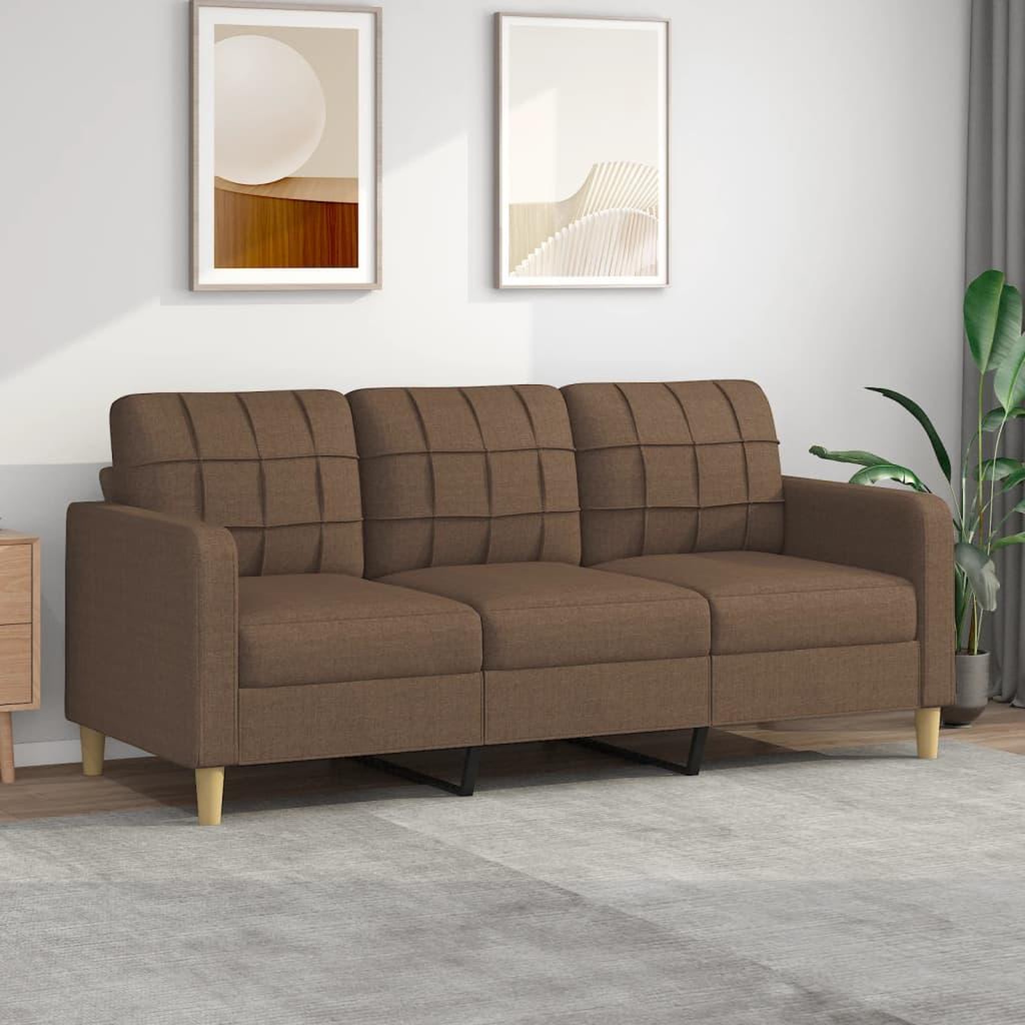 VIDAXL Canape a 3 places Marron 180 cm Tissu