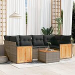 VIDAXL Salon de jardin avec coussins 7 pcs gris resine tressee