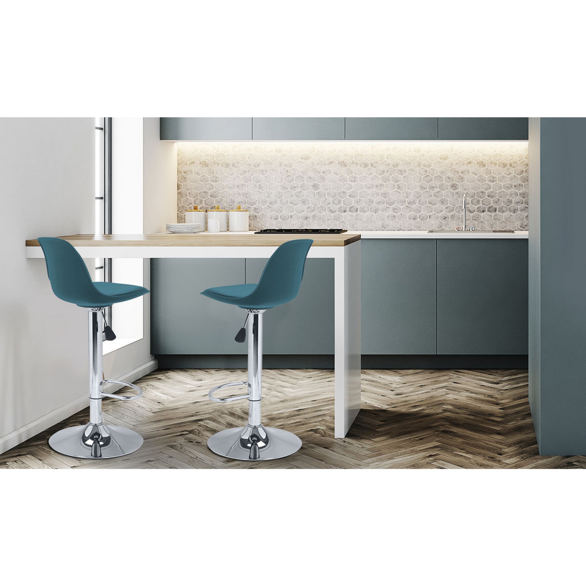 Lot de 2 tabourets de bar ajustables en hauteur RAPH