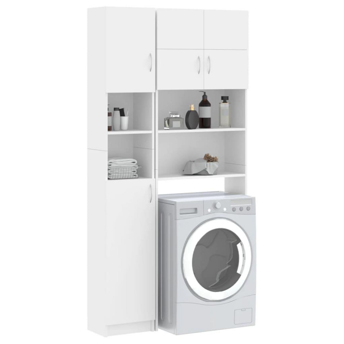 VIDAXL Ensemble de meuble pour machine a laver Blanc Bois d'ingenierie