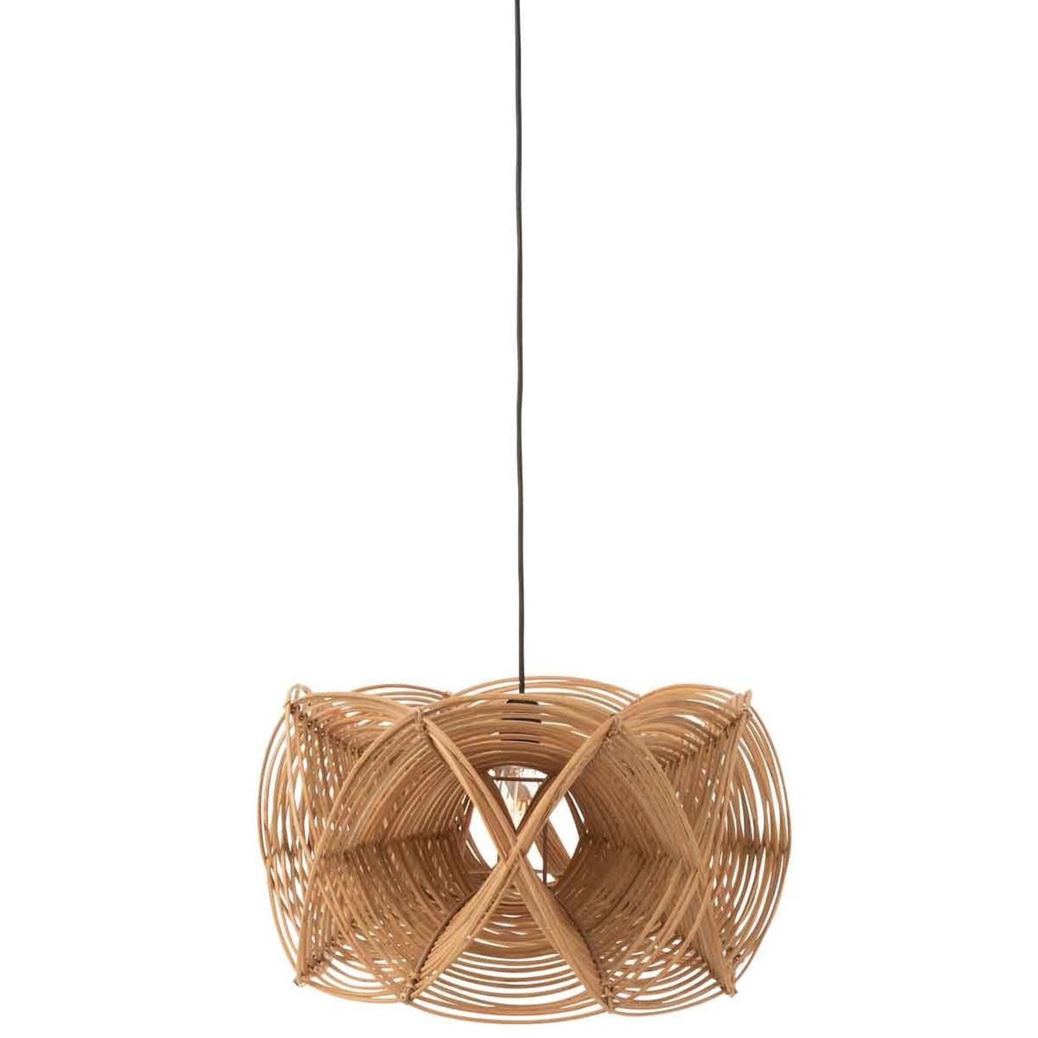 Voir la diapositive 2 : J-LINE Abat-jour suspendu en rotin  vagues  50cm beige