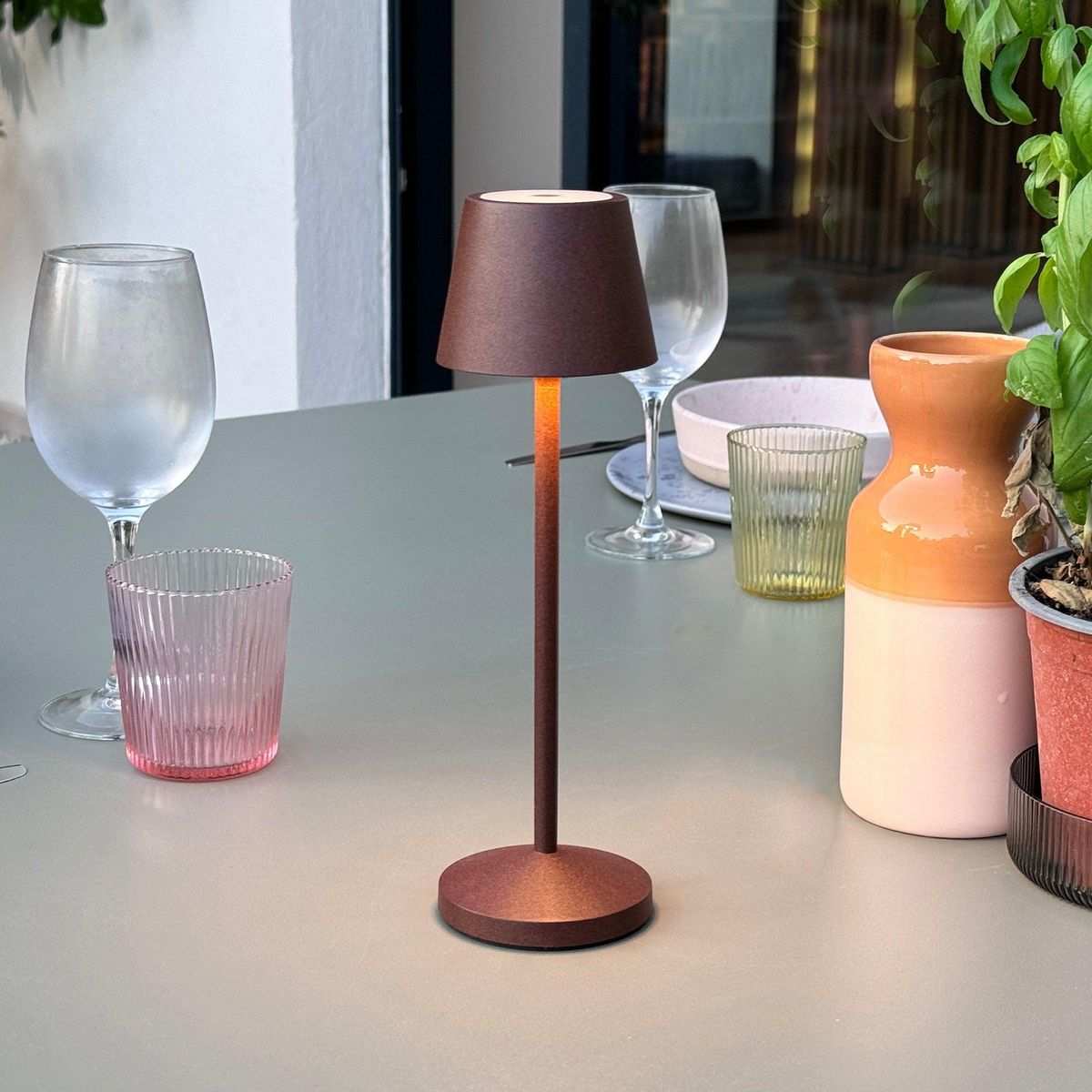 Lumisky Lampe de table sans fil EMILY Marron Aluminium H25cm