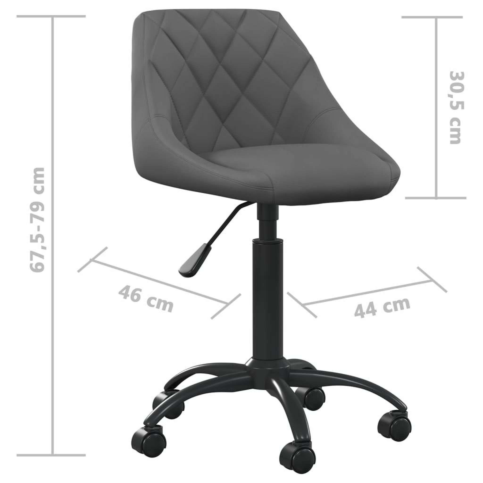 Voir la diapositive 6 : VIDAXL Chaise de bureau Gris fonce Velours