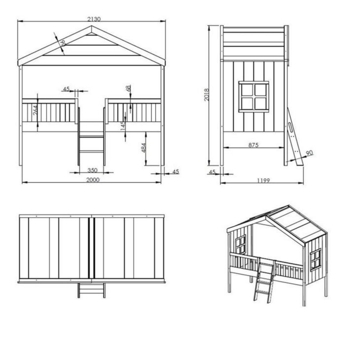 Paris Prix Lit Cabane Enfant  Housebed  90x200cm Blanc
