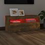 Voir la diapositive 5 : VIDAXL Meuble TV avec lumieres LED Chene fume 90x35x40 cm