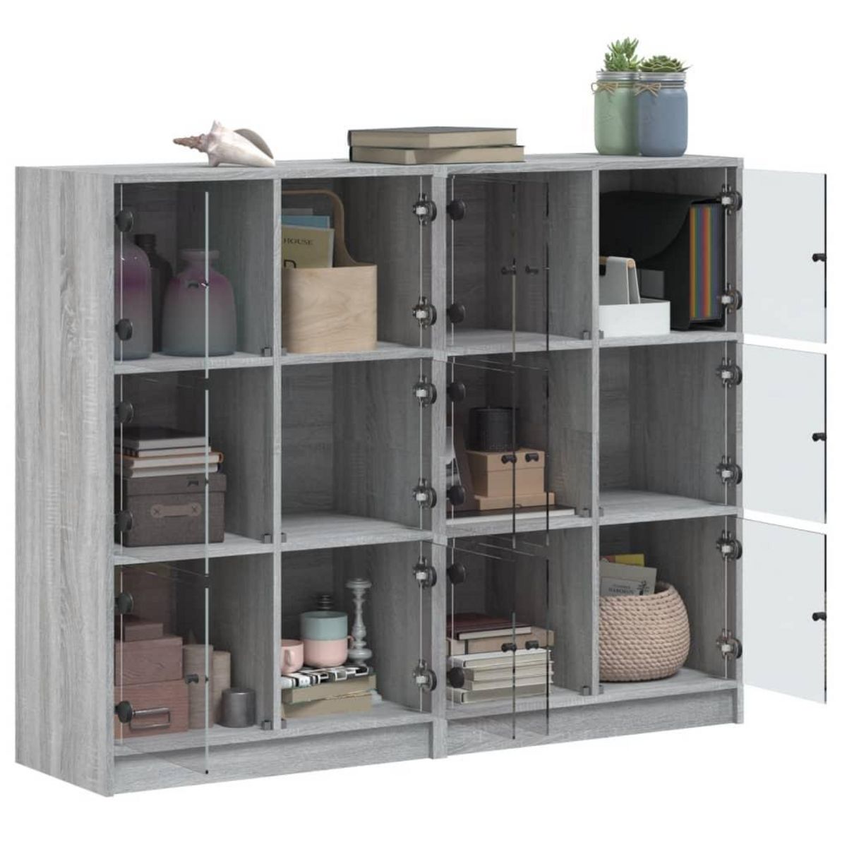 VIDAXL Bibliotheque avec portes sonoma gris 136x37x109 cm