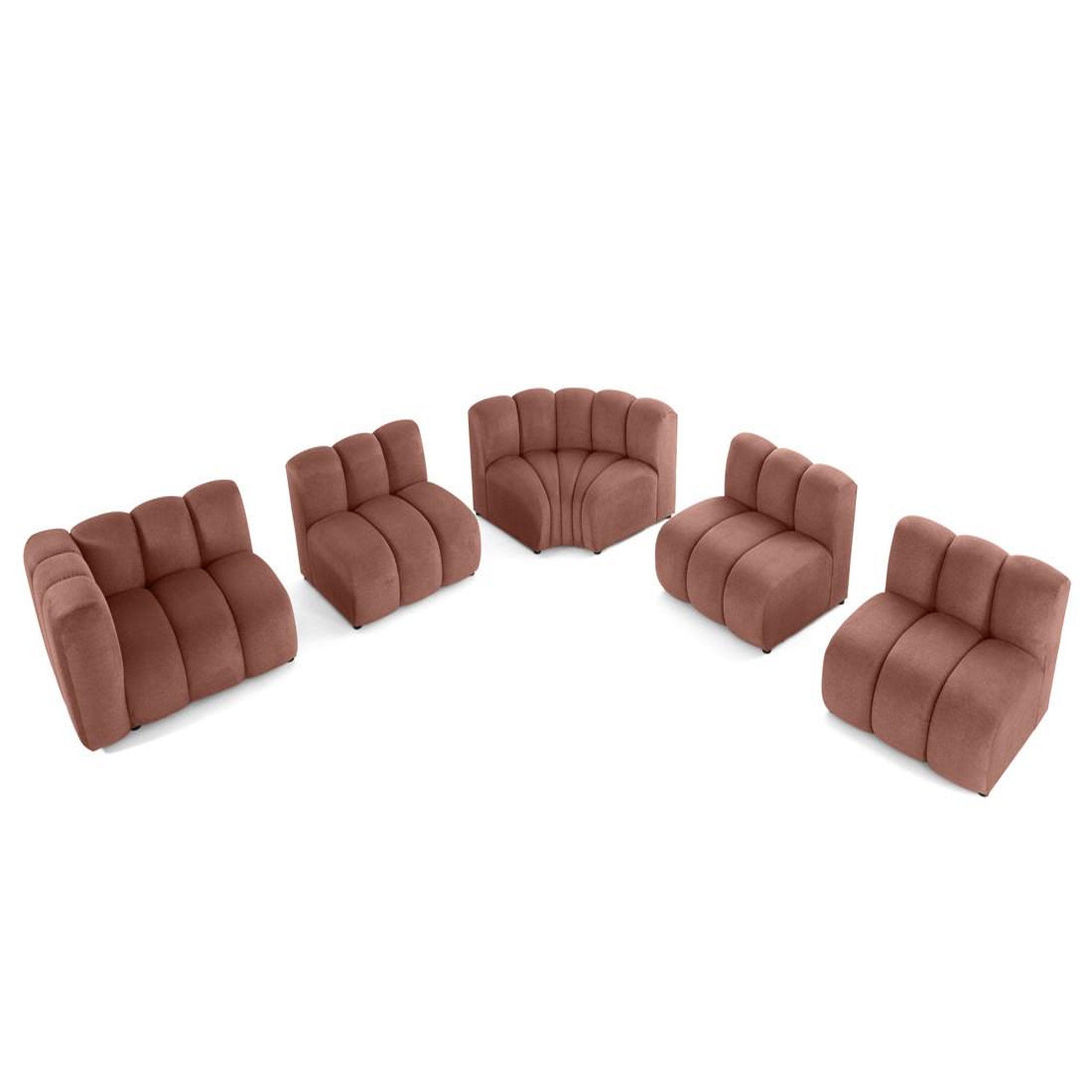 Voir la diapositive 2 : LISA DESIGN Debbie - canapé modulable d'angle droit 5 places en tissu texturé