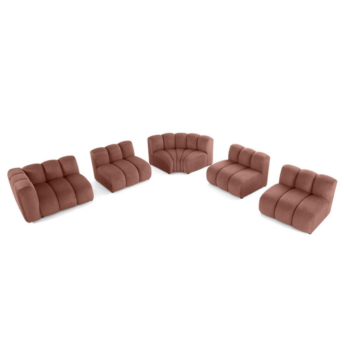 LISA DESIGN Debbie - canapé modulable d'angle droit 5 places en tissu texturé