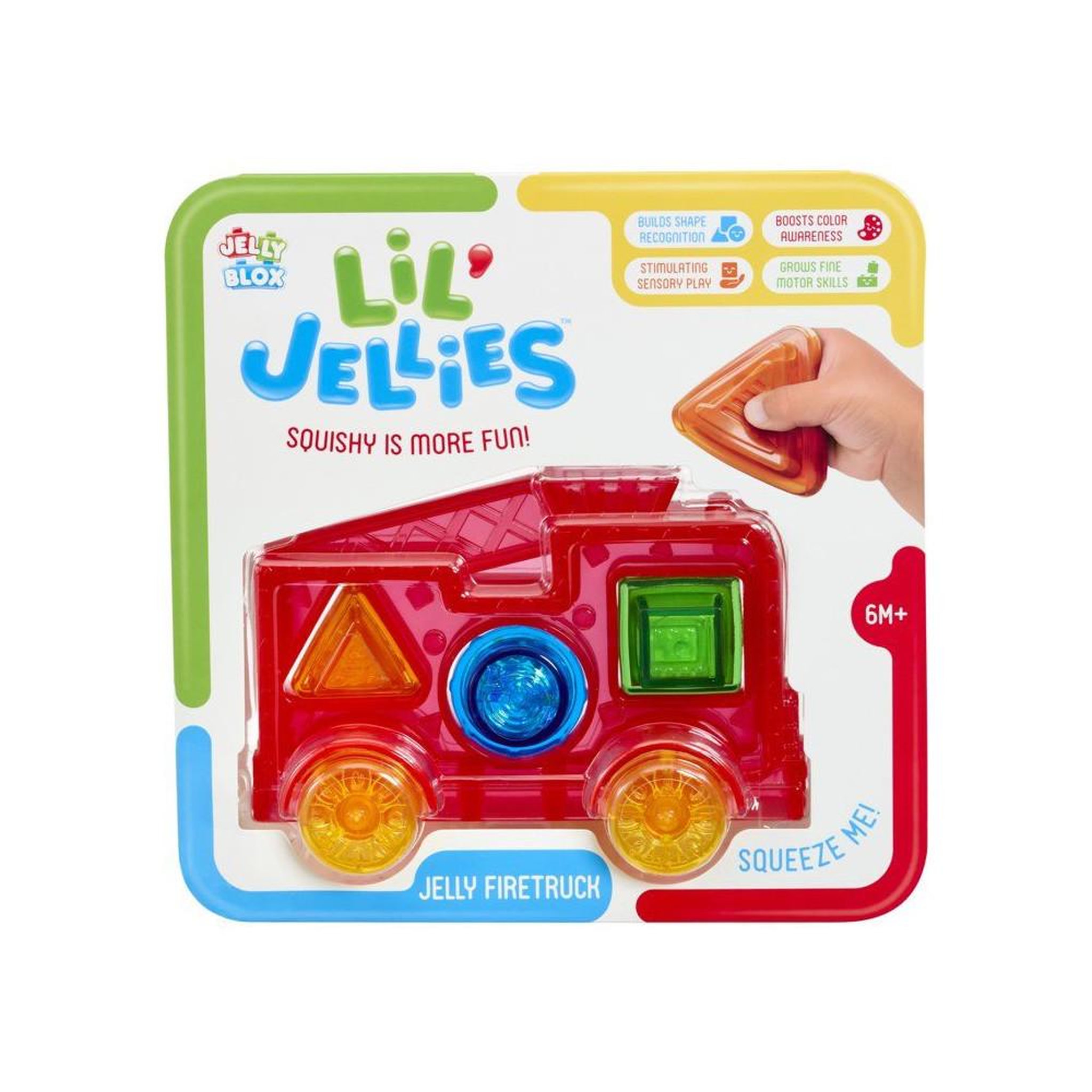 GOLIATH Blocs sensoriels Lil' Jellies camion de pompiers souple pour bébé dès 6 mois, jouet flexible et facile à saisir