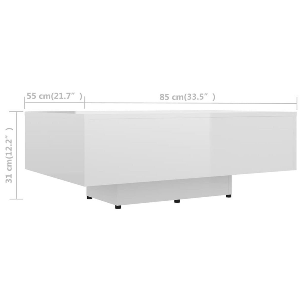 VIDAXL Table basse Blanc brillant 85x55x31 cm Bois d'ingenierie