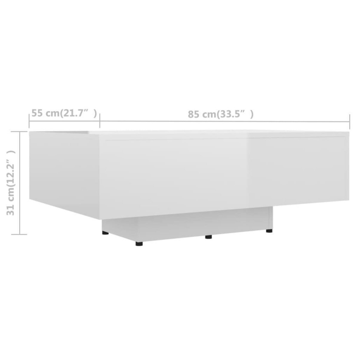 VIDAXL Table basse Blanc brillant 85x55x31 cm Bois d'ingenierie