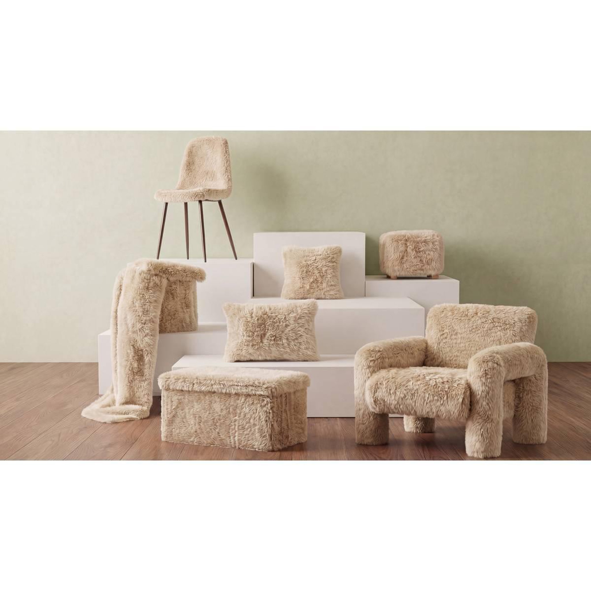 Voir la diapositive 6 : ATMOSPHERA Banc coffre pliable  duvia  76cm beige lin