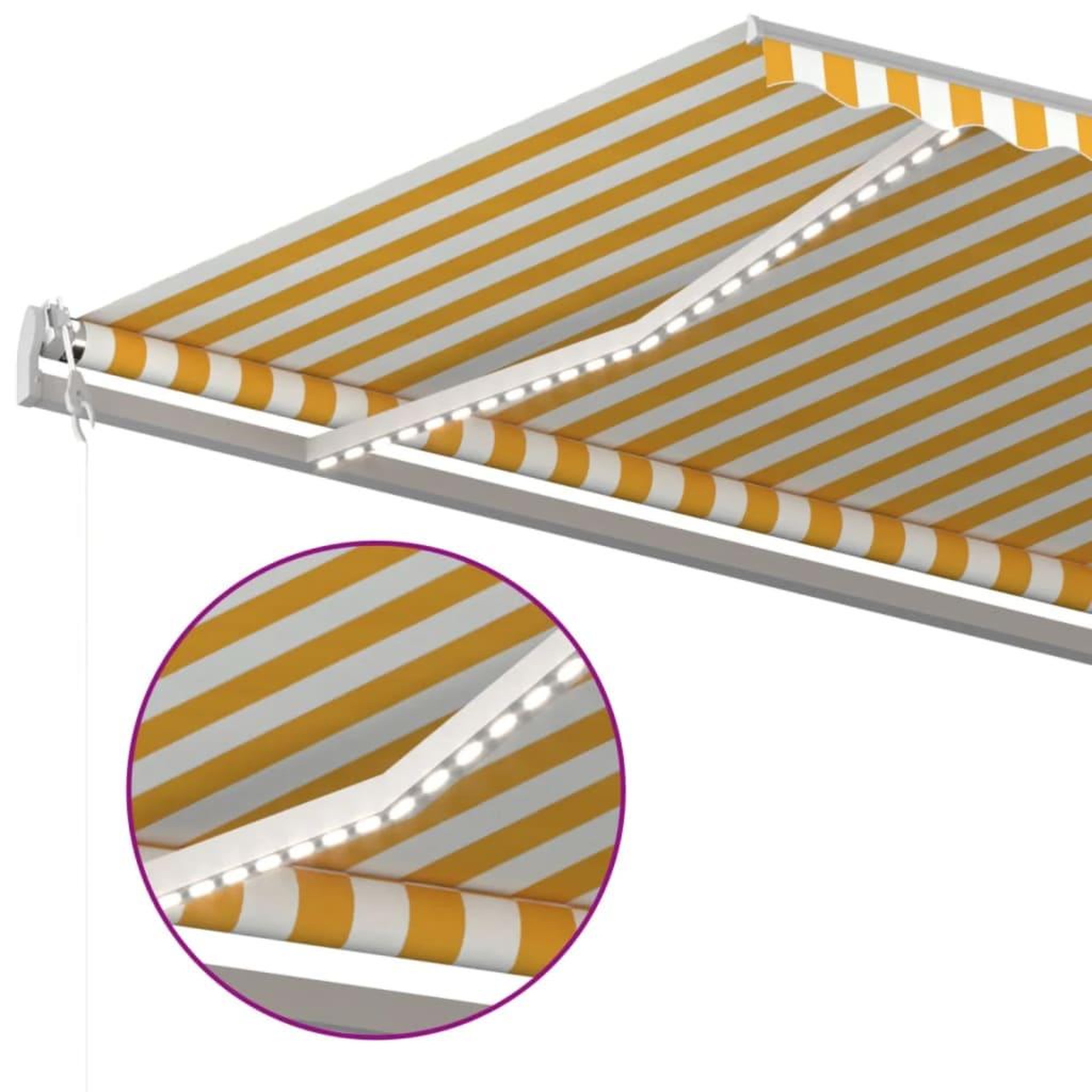 Voir la diapositive 5 : VIDAXL Auvent automatique capteur de vent/LED 600x300cm Jaune et blanc
