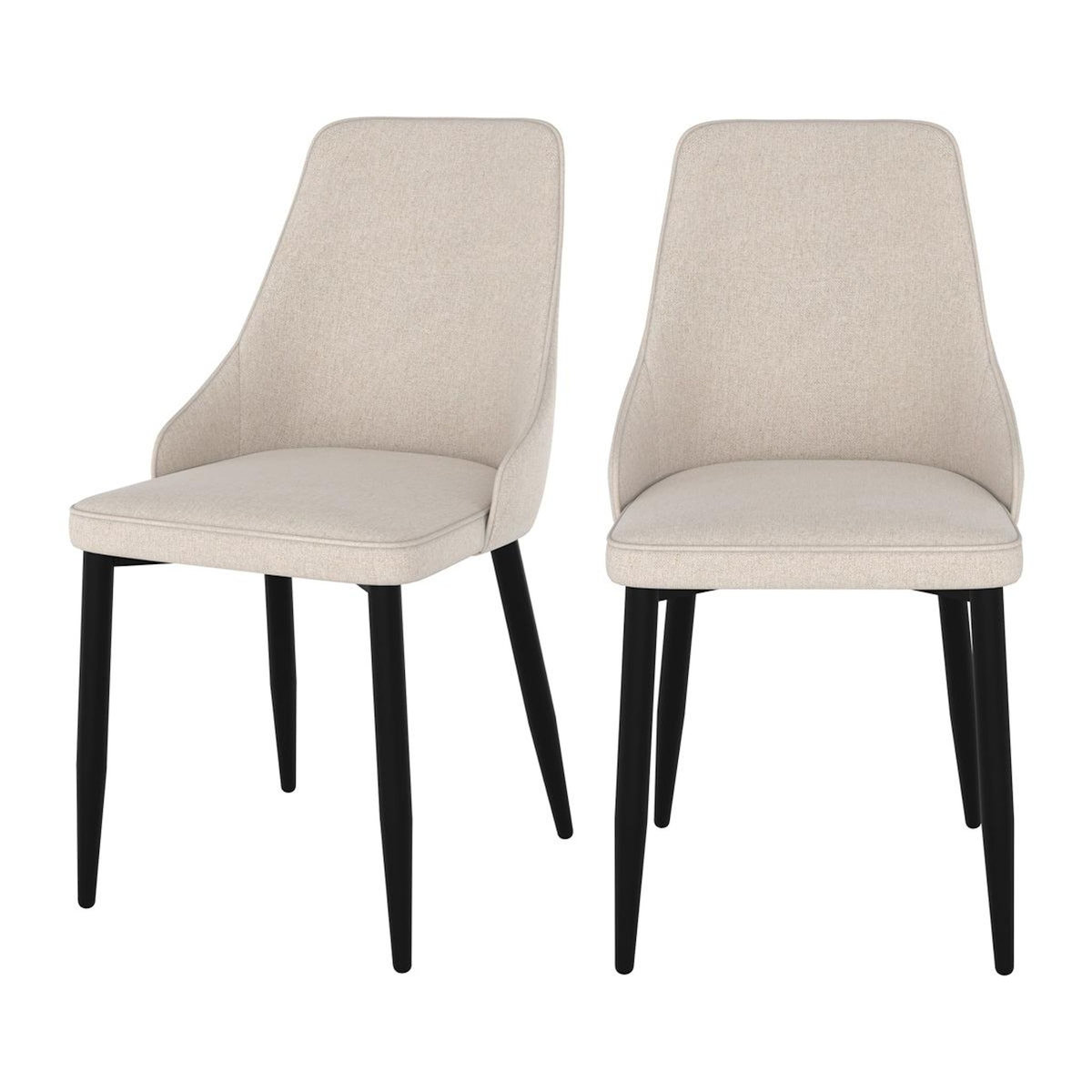 Rendez vous déco Lot de 2 chaises en tissu beige et pieds en métal - Pipo