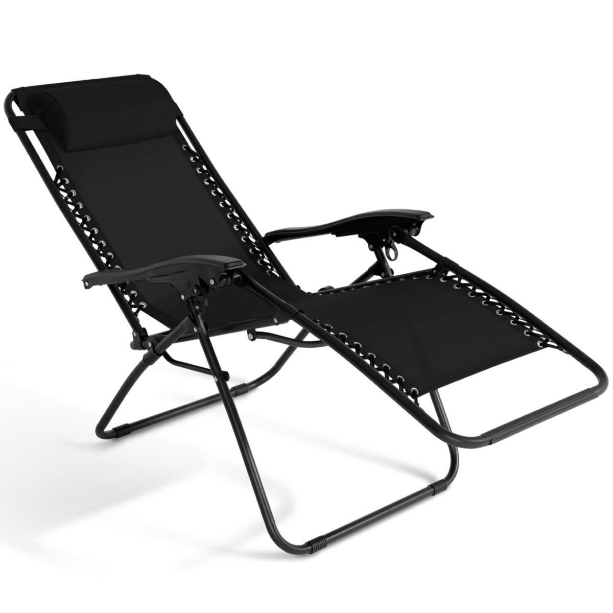 ID MARKET Lot de 2 fauteuils de jardin inclinables RELAX grand confort noir