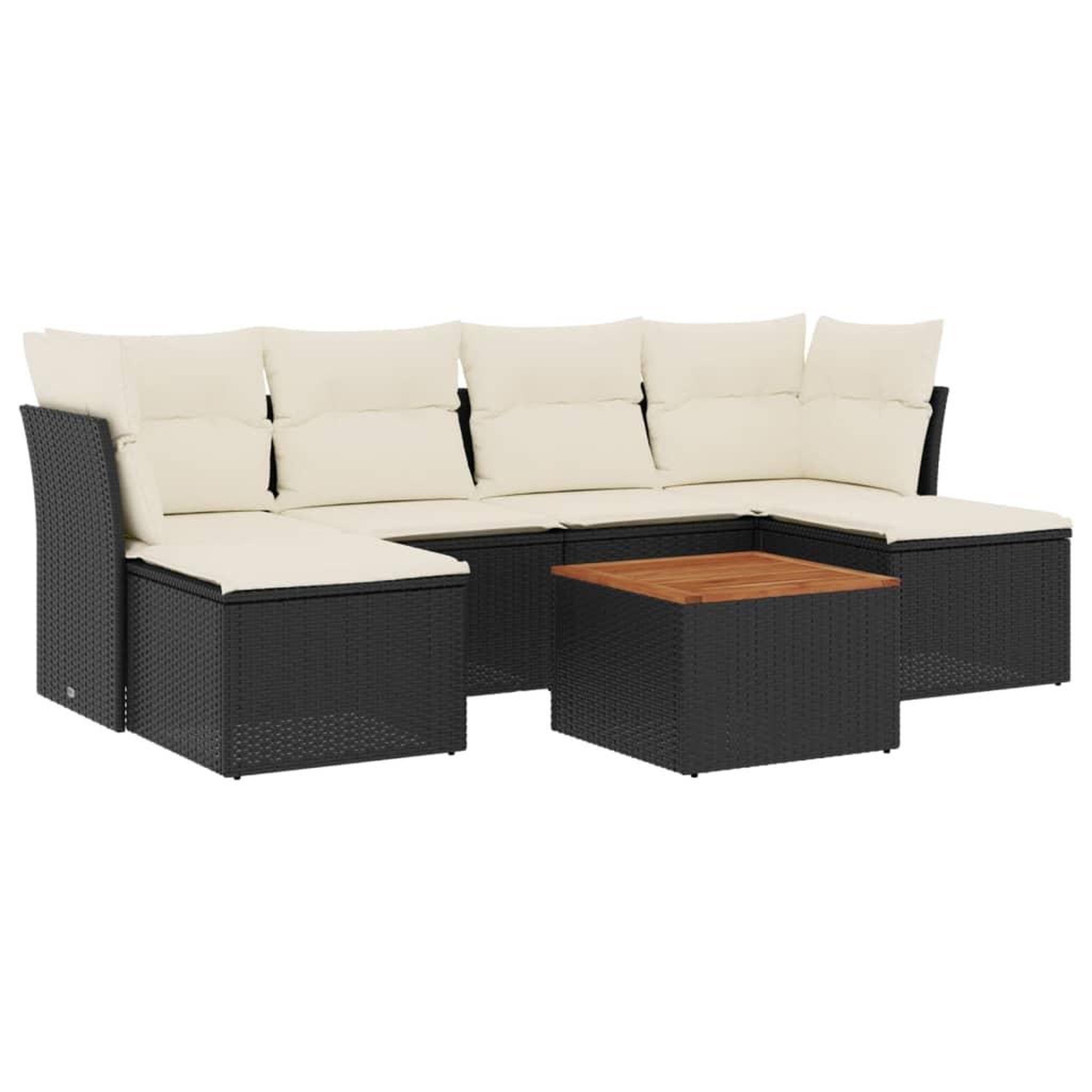 Voir la diapositive 2 : VIDAXL Salon de jardin 7 pcs avec coussins noir resine tressee