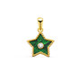 Voir la diapositive 1 : L'ATELIER D'AZUR Pendentif Etoile Or 18 Carats 750 Jaune - Malachite et Zirconium - Chaine Offerte