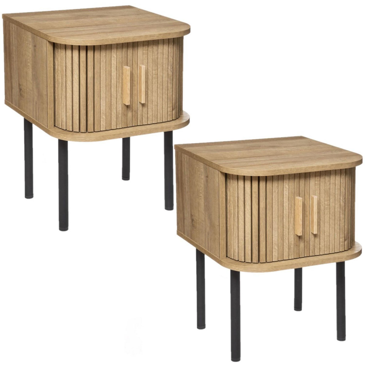 TOILINUX Lot de 2 Tables de chevet 2 portes Colva - Beige