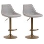 IDIMEX Lot de 2 tabourets de bar STARK chaise haute réglable en hauteur, piètement en métal et revêtement en tissus gris clair