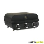 AAAAA Barbecue a gaz - COOK'IN GARDEN - Flavo 60 - a poser - 3 brûleurs droits en inox - 8,4 kW - Allumage Piezzo