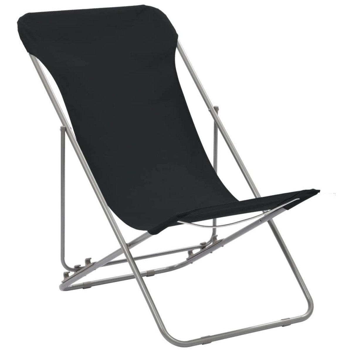 VIDAXL Chaises de plage pliables lot de 2 Acier et tissu oxford Noir