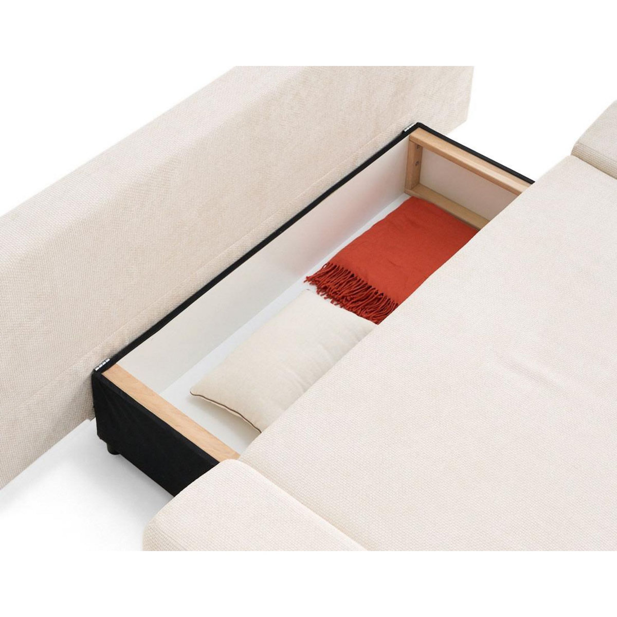 BEST MOBILIER Larson - canapé droit 3 places convertible avec coffre en velours texturé