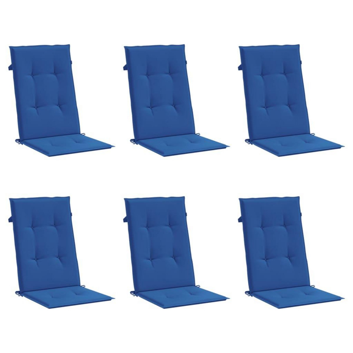 VIDAXL Coussins de chaise de jardin a dossier haut lot de 6 bleu royal