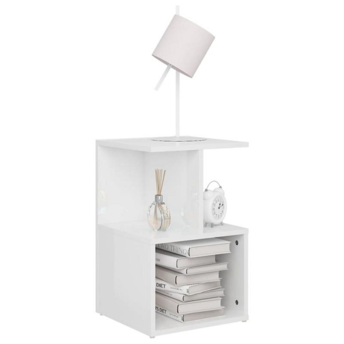 VIDAXL Tables de chevet 2pcs Blanc brillant 35x35x55cm bois ingénierie