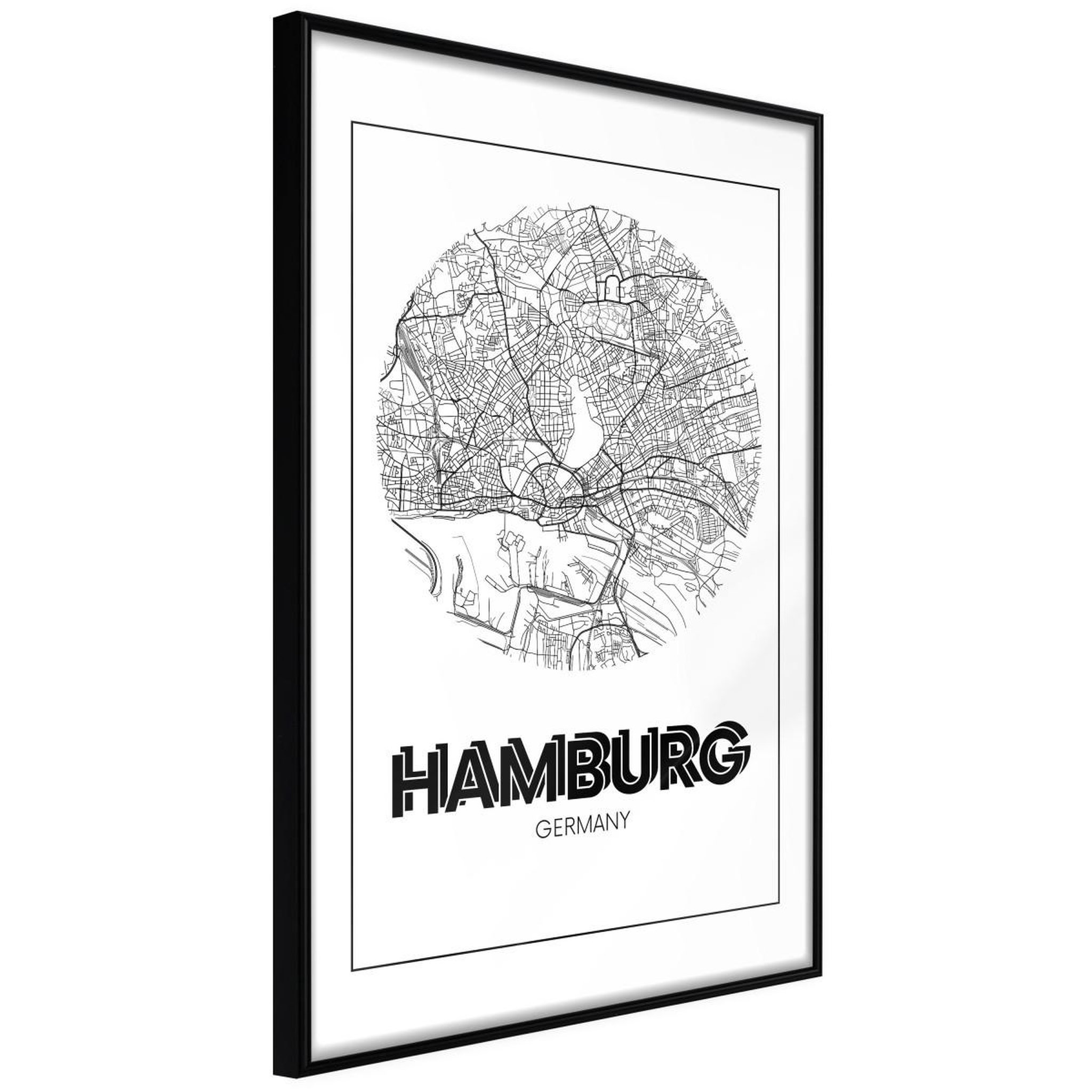 Paris Prix Affiche Murale Encadrée  City Map Hamburg Round