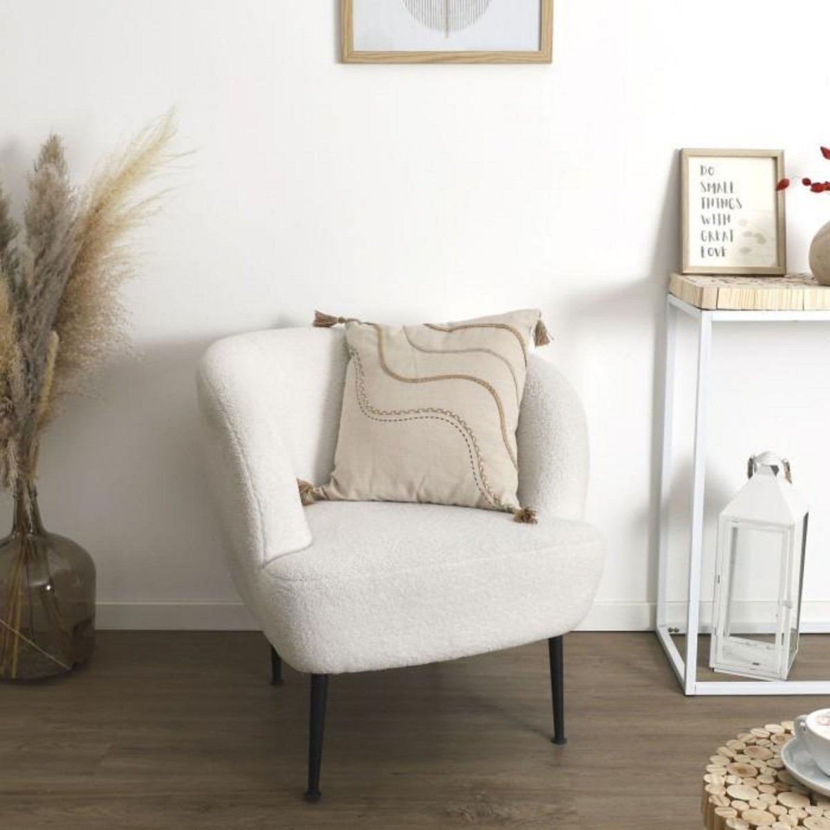 Paris Prix Coussin à Pompons  Natural Crush  40x40cm Beige