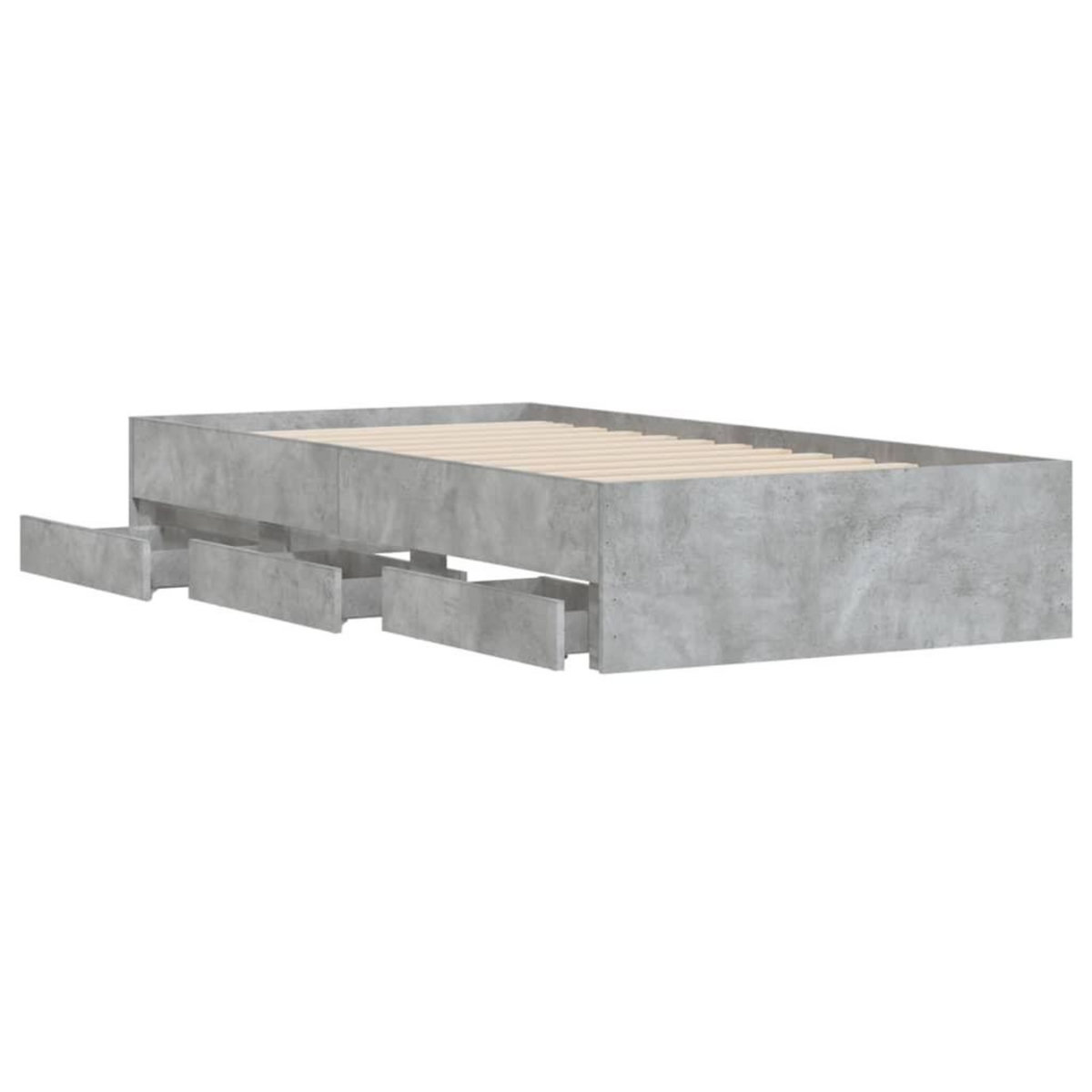 VIDAXL Cadre de lit avec tiroirs sans matelas gris beton 100x200 cm