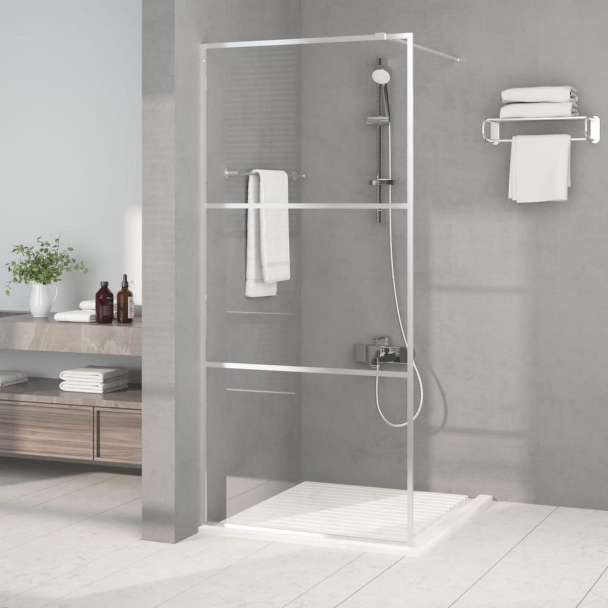 VIDAXL Paroi de douche Argente 90x195 cm Verre ESG transparent