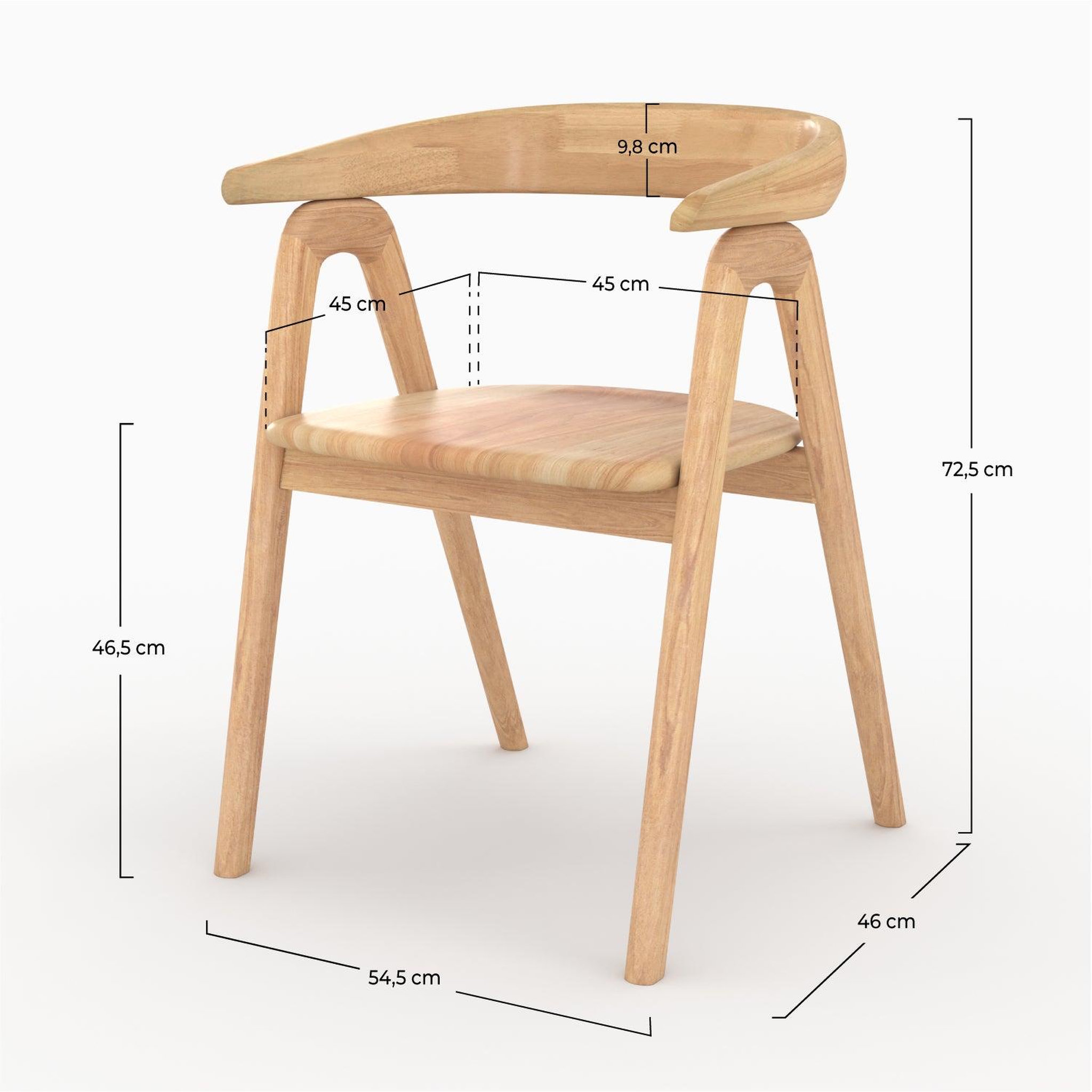 Voir la diapositive 4 : MAISON PAVANE Chaise en bois d'hévéa clair avec accoudoirs-hawa