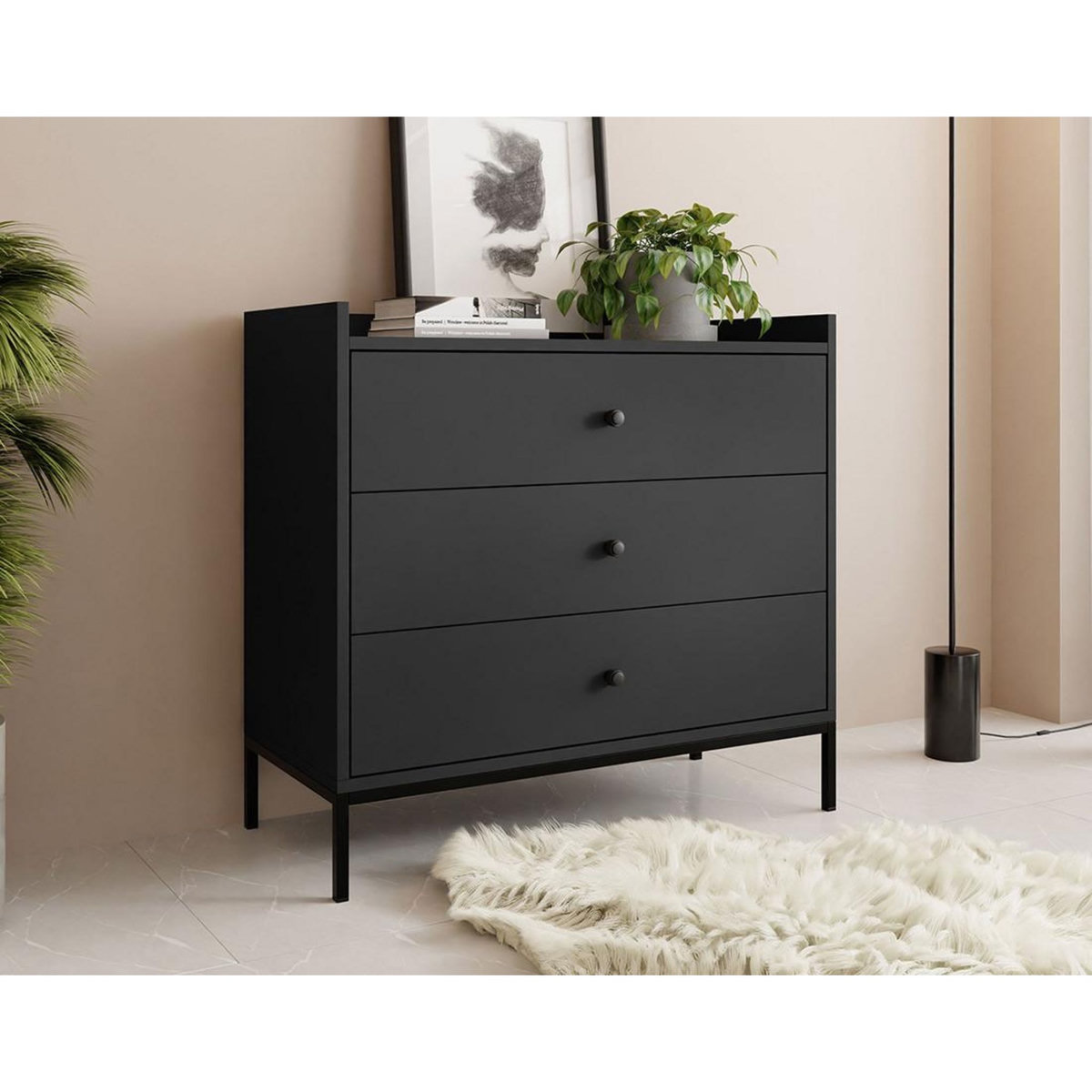 BEST MOBILIER Filipo - commode - noir - 80 cm