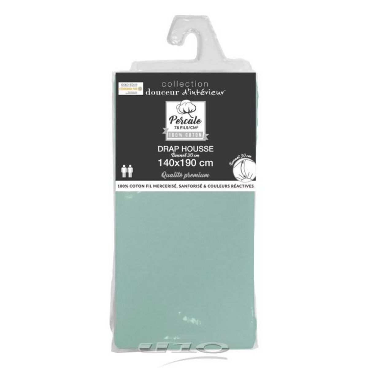 Paris Prix Drap Housse  Percaline  140x190cm Sauge