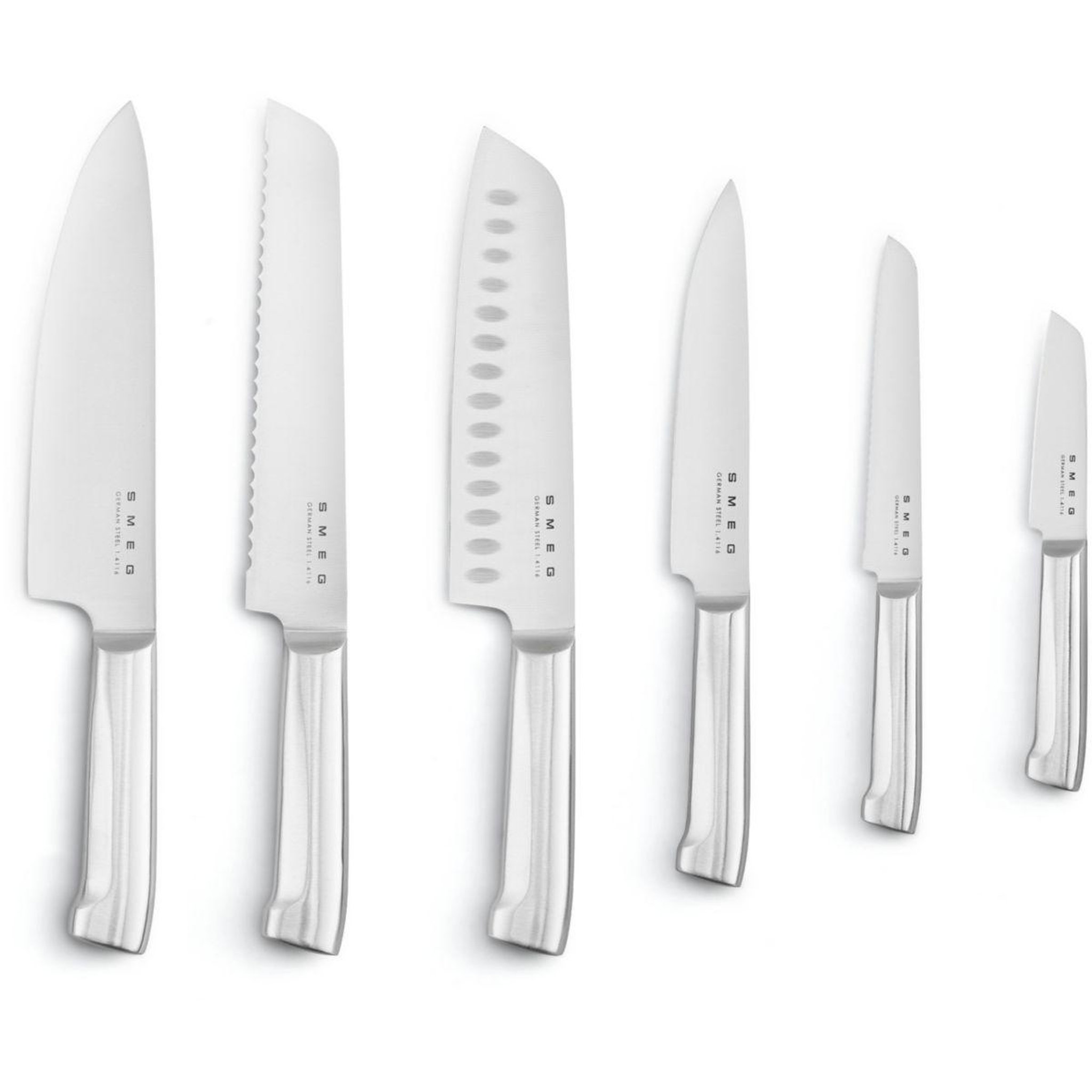 Voir la diapositive 4 : SMEG Bloc couteaux 6 couteaux multi-usage blanc
