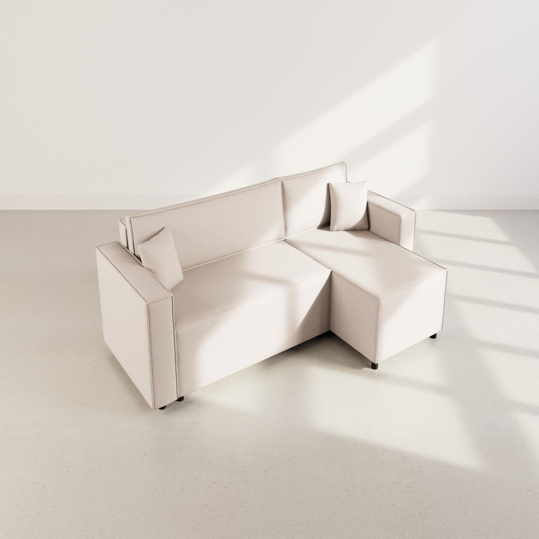 Voir la diapositive 6 : BEST MOBILIER Jonas - canapé d'angle réversible 4 places convertible avec coffre en tissu texturé