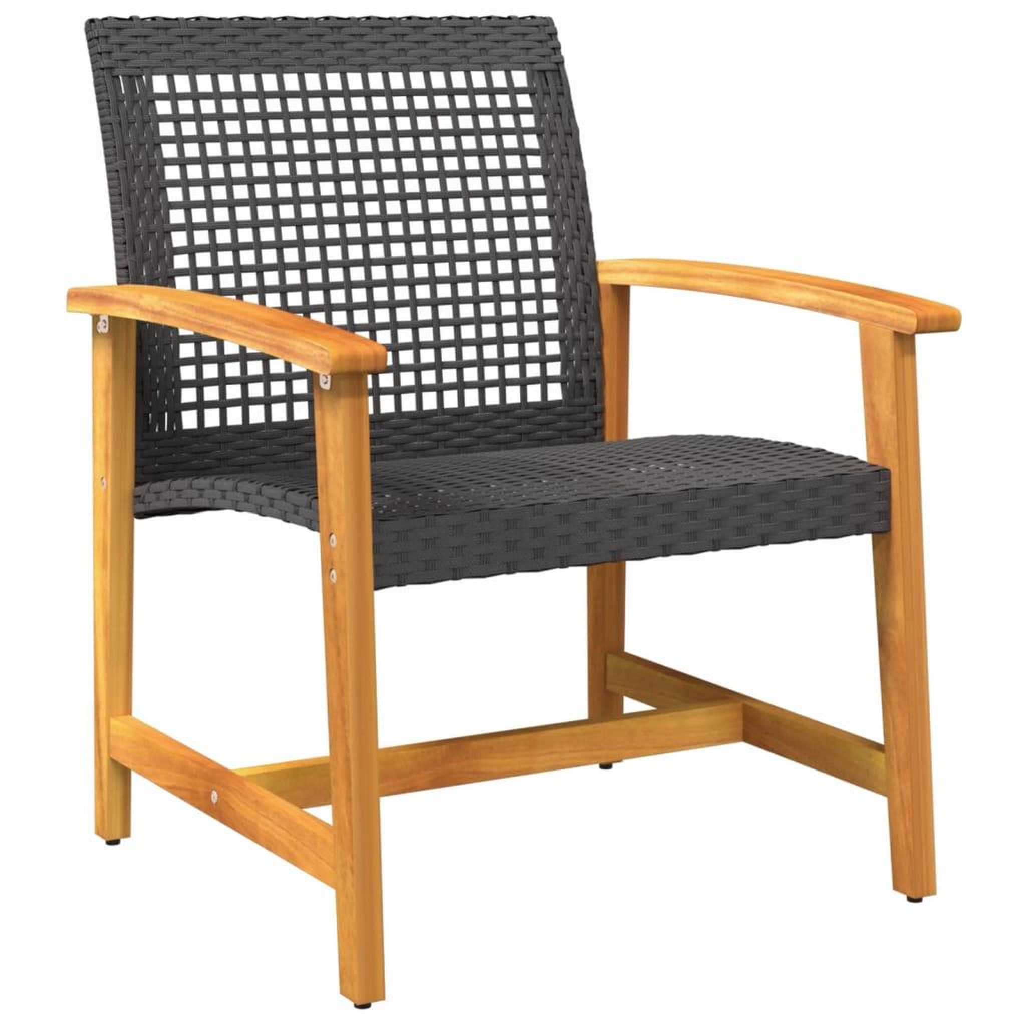 Voir la diapositive 4 : VIDAXL Ensemble de bistro 3 pcs noir resine tressee et bois d'acacia