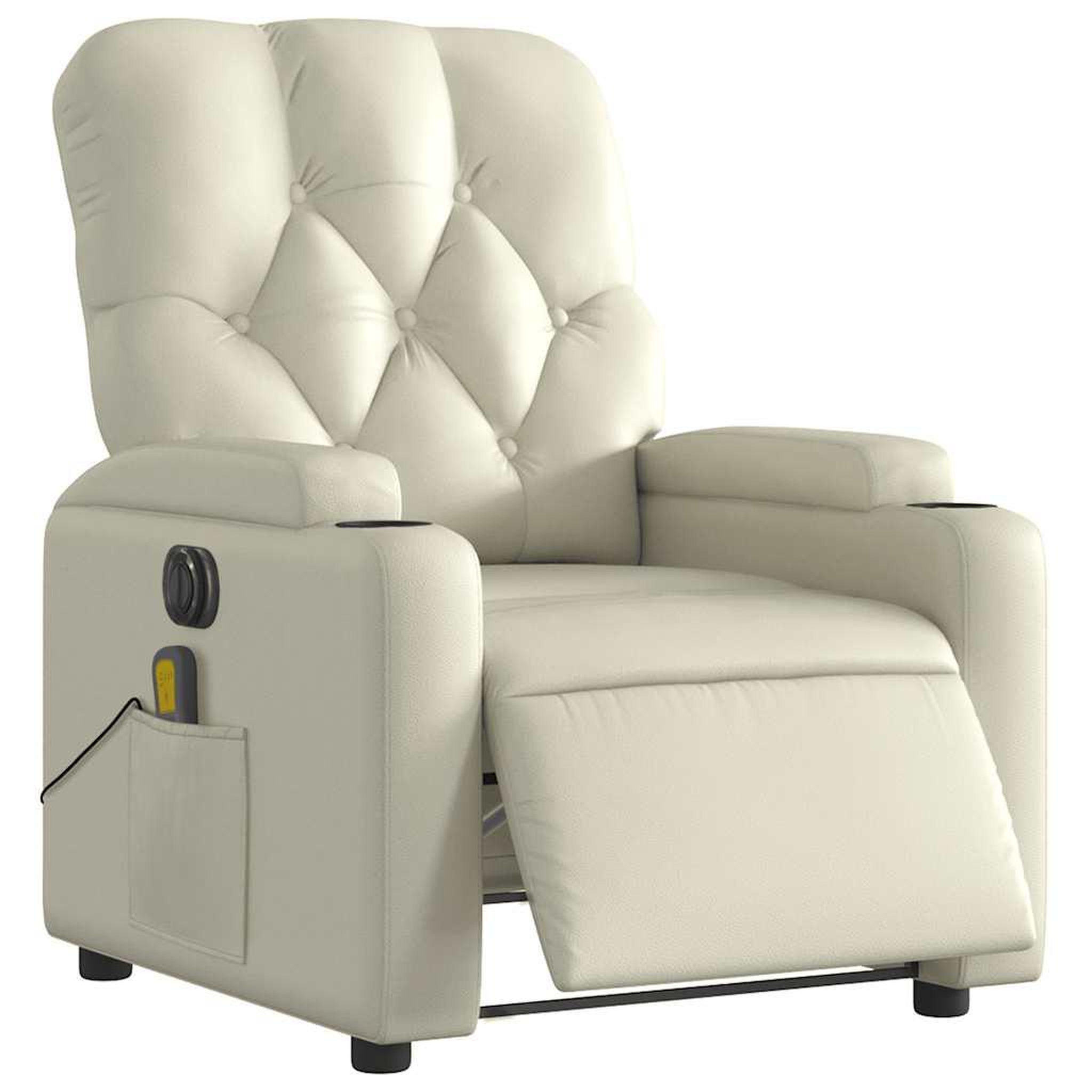 Voir la diapositive 3 : VIDAXL Fauteuil de massage inclinable electrique creme similicuir