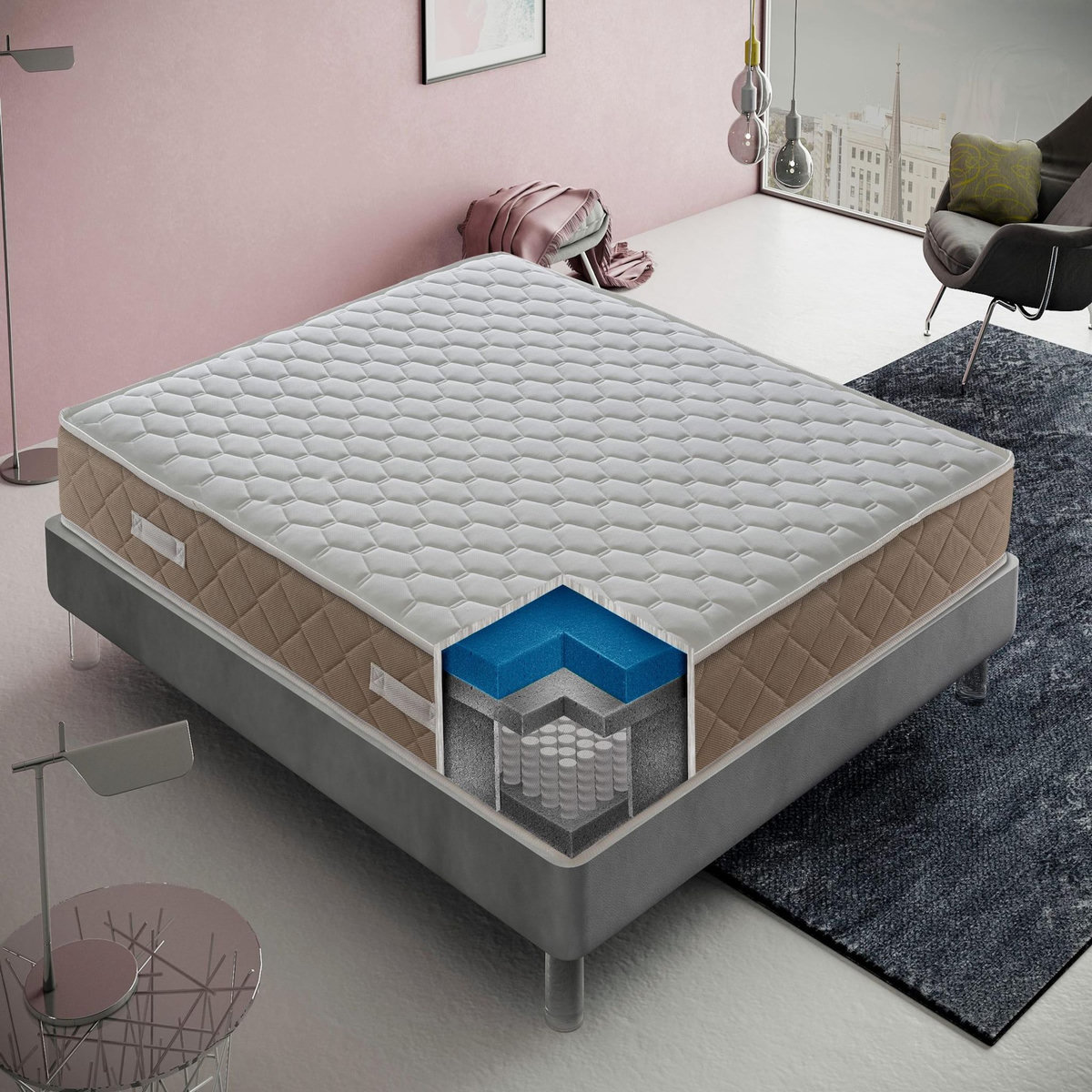 ILOVESLEEP Matelas Ressorts Ensachés GOLDRELAX - Accueil Mémoire De Forme - Epaisseur 23 Cm