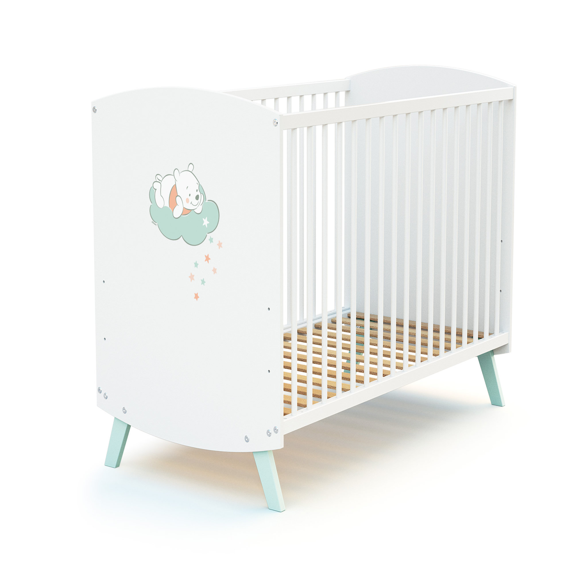Voir la diapositive 6 : AT4 Ensemble lit bébé 60x120 cm et commode à langer 2 portes WINNIE NUAGE DISNEY